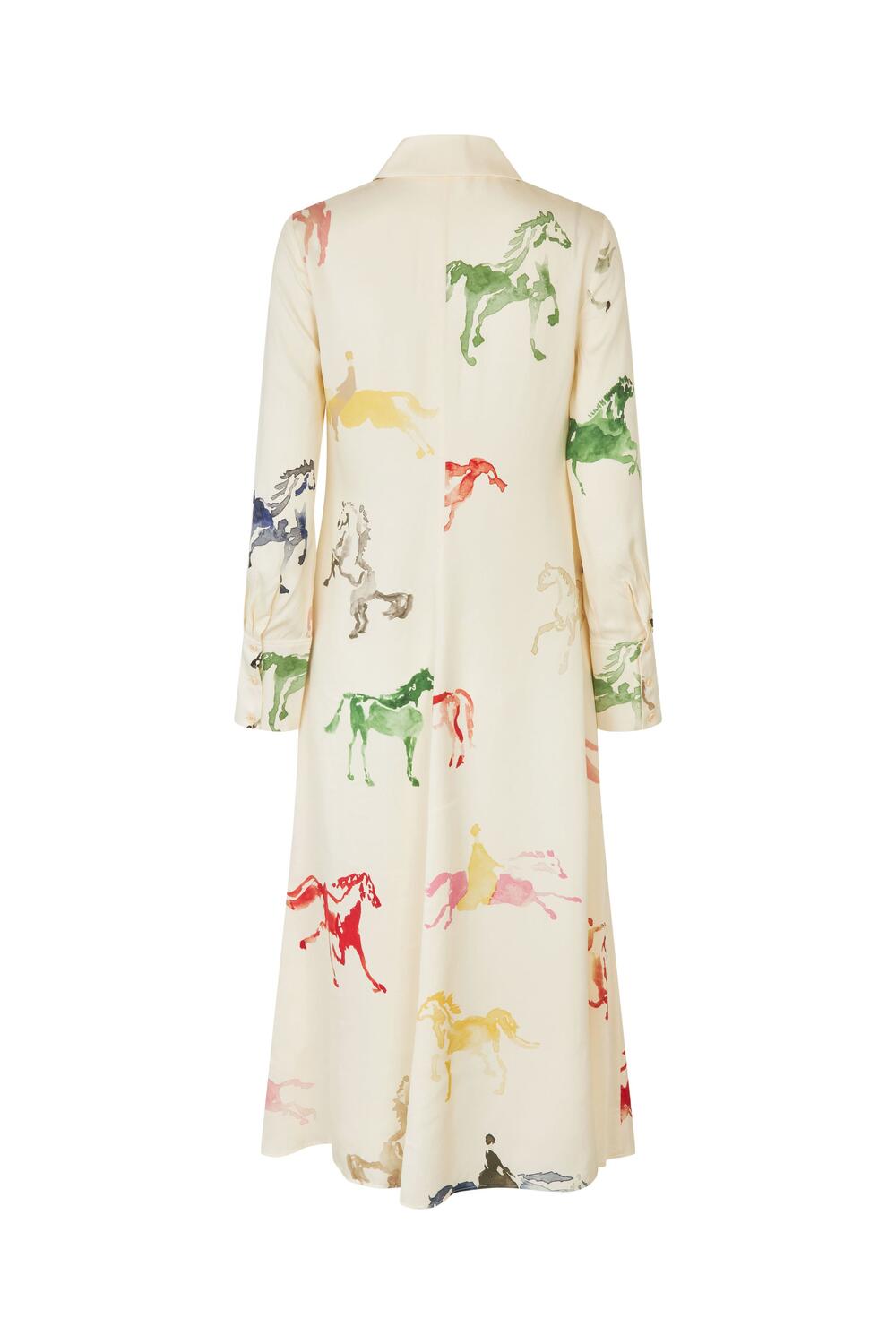 2263 Front Placket midi skjortekjole - Horses